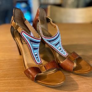 Pikolino Maasai Leather Beaded Heel Sandals